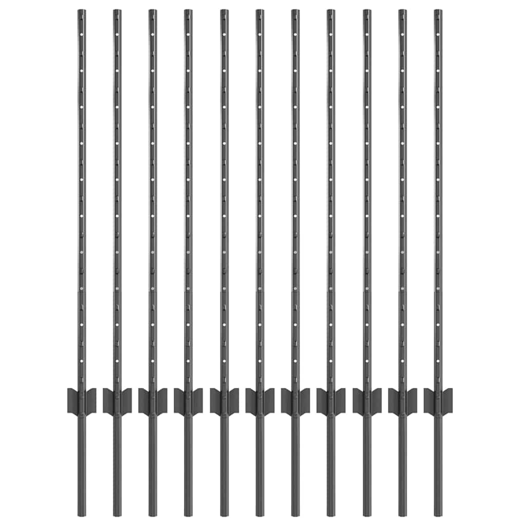vidaXL Στύλος Περιφράξεων 11 pcs Γκρι 100 cm Ατσάλι