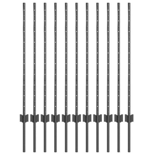 vidaXL Στύλος Περιφράξεων 11 pcs Γκρι 100 cm Ατσάλι