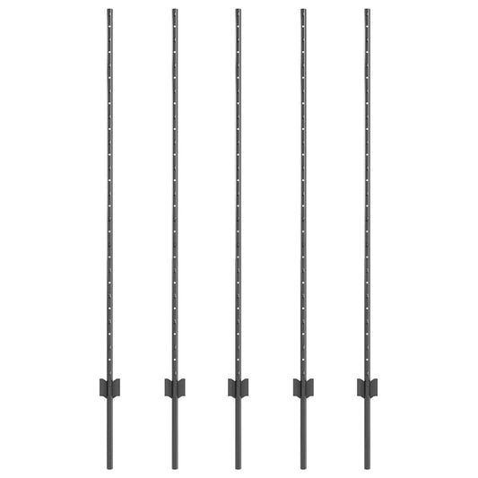 vidaXL Στύλος Περιφράξεων 5 pcs Γκρι 140 cm Ατσάλι