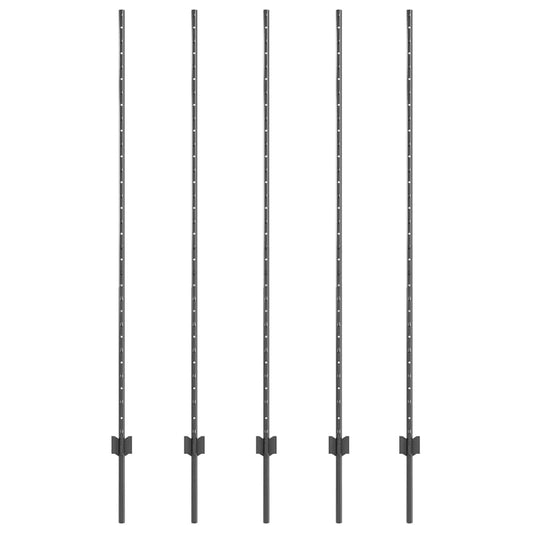 vidaXL Στύλος Περιφράξεων 5 pcs Γκρι 150 cm Ατσάλι