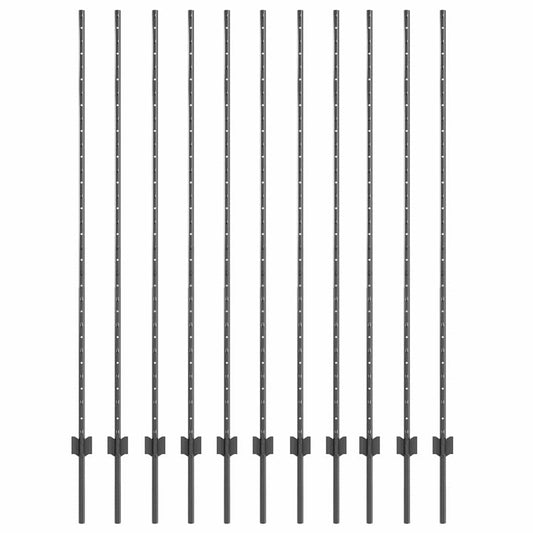 vidaXL Στύλος Περιφράξεων 11 pcs Γκρι 160 cm Ατσάλι