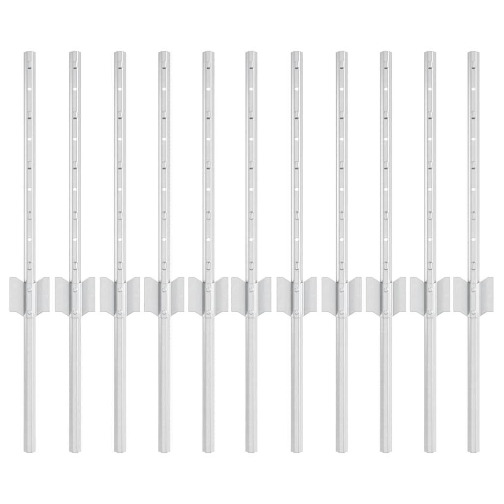 vidaXL Στύλος Περιφράξεων 11 pcs Ασημί 40 cm Ατσάλι