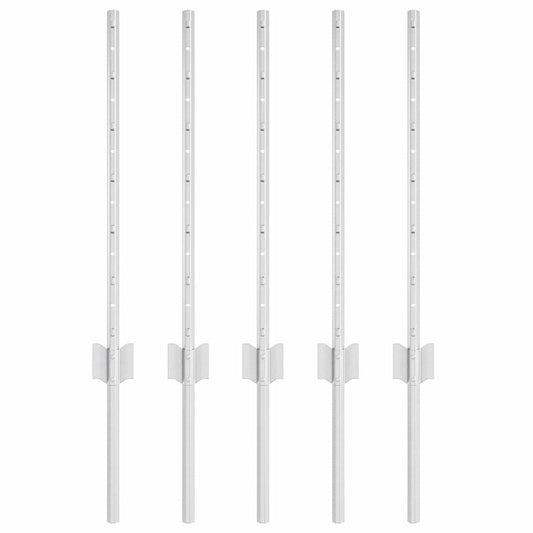 vidaXL Στύλος Περιφράξεων 5 pcs Ασημί 60 cm Ατσάλι