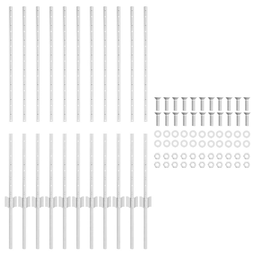 vidaXL Στύλος Περιφράξεων 11 pcs Ασημί 100 cm Ατσάλι