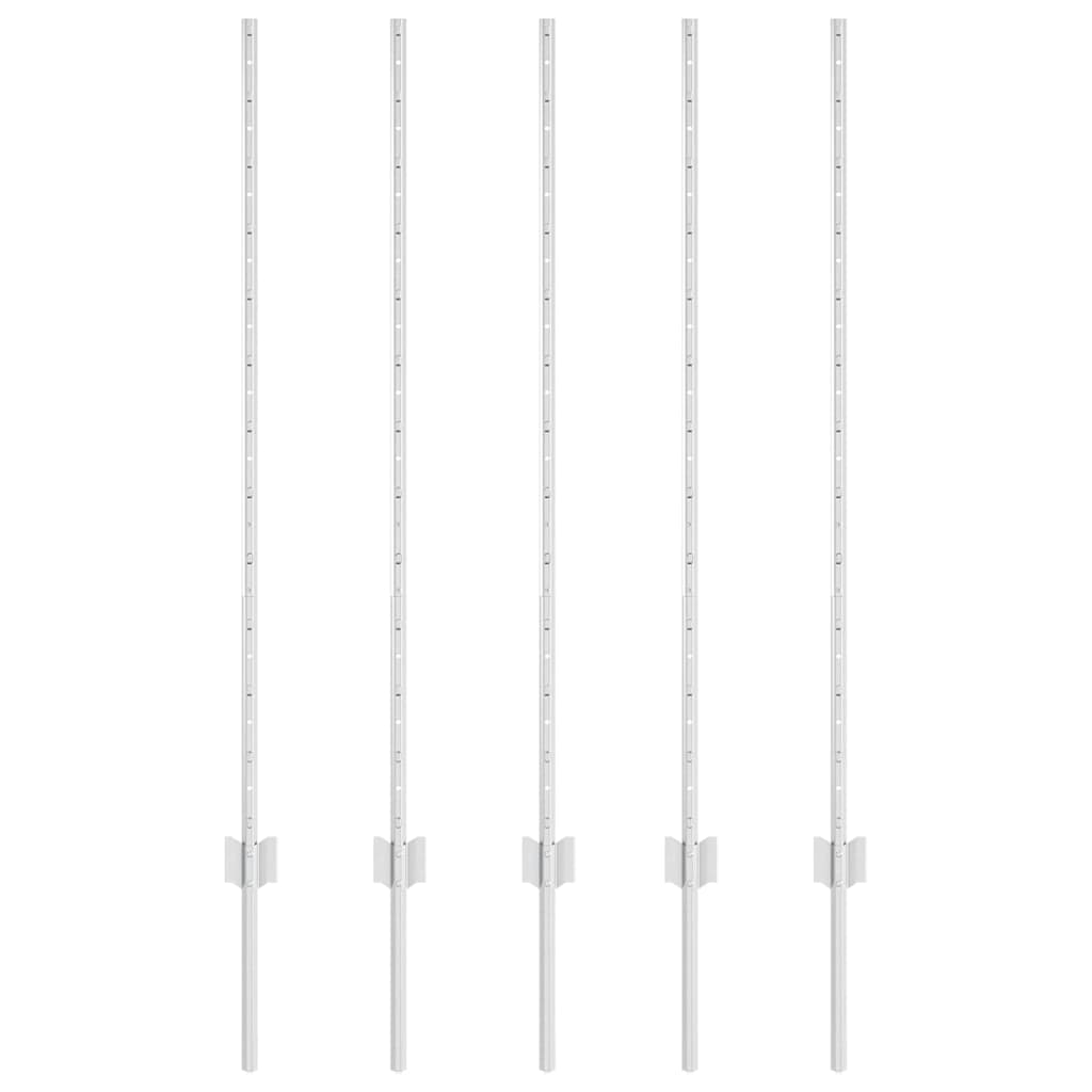 vidaXL Στύλος Περιφράξεων 5 pcs Ασημί 120 cm Ατσάλι