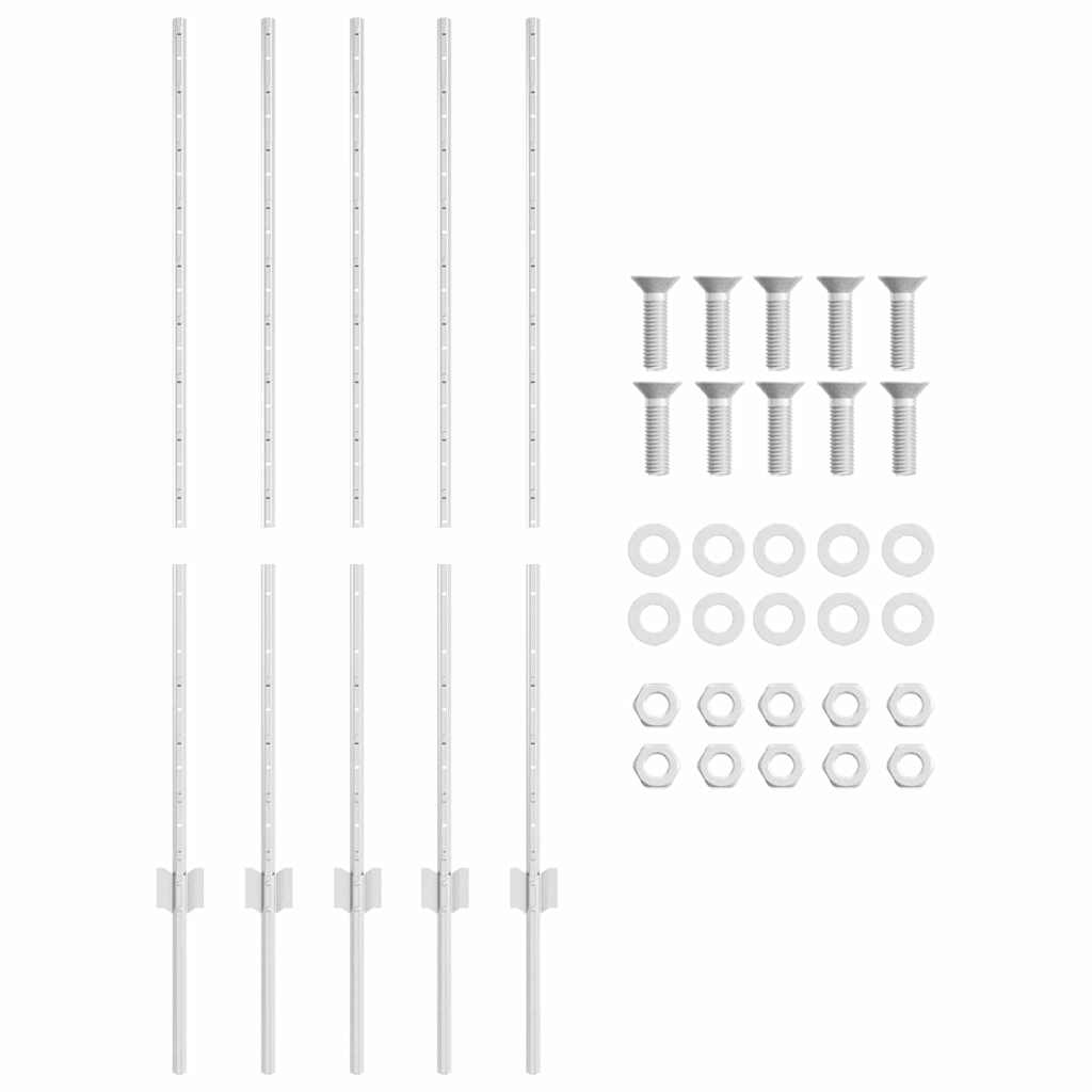 vidaXL Στύλος Περιφράξεων 5 pcs Ασημί 120 cm Ατσάλι