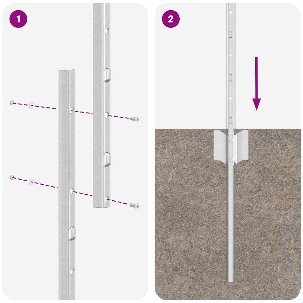 vidaXL Στύλος Περιφράξεων 5 pcs Ασημί 120 cm Ατσάλι