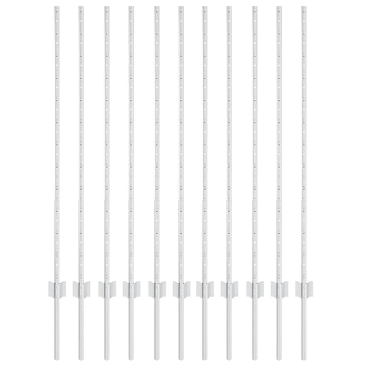 vidaXL Στύλος Περιφράξεων 11 pcs Ασημί 120 cm Ατσάλι