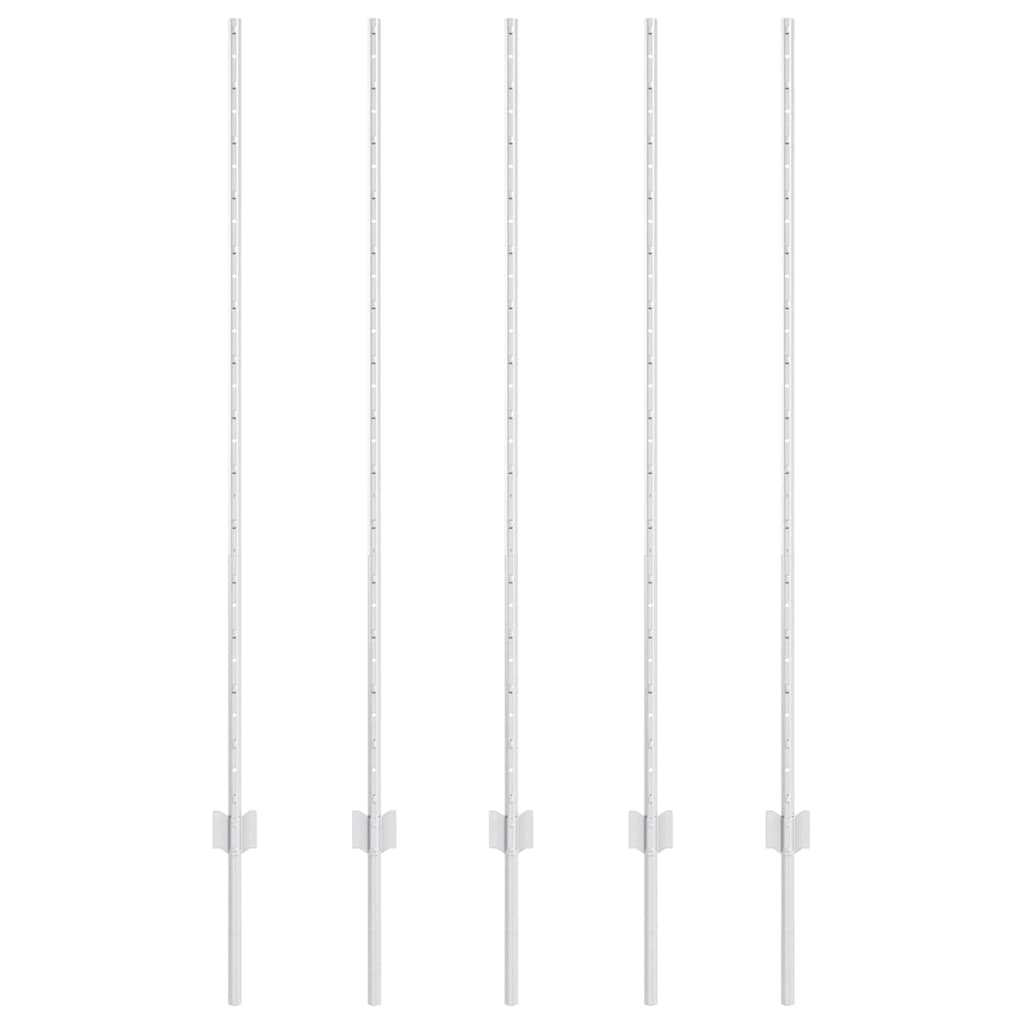 vidaXL Στύλος Περιφράξεων 5 pcs Ασημί 140 cm Ατσάλι