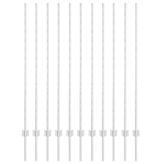 vidaXL Στύλος Περιφράξεων 11 pcs Ασημί 140 cm Ατσάλι