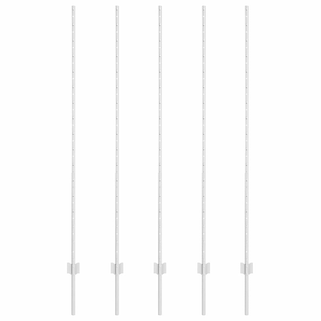 vidaXL Στύλος Περιφράξεων 5 pcs Ασημί 150 cm Ατσάλι