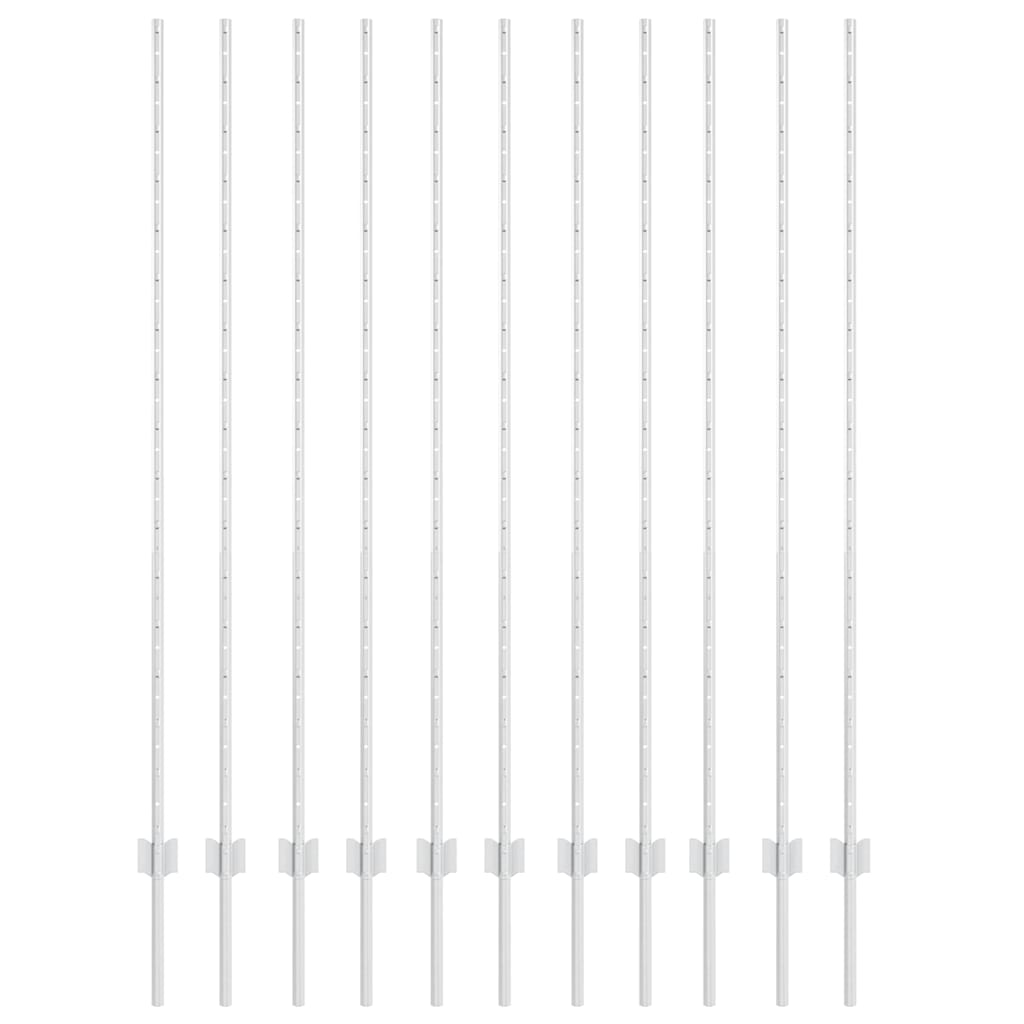 vidaXL Στύλος Περιφράξεων 11 pcs Ασημί 150 cm Ατσάλι