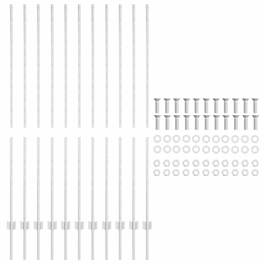 vidaXL Στύλος Περιφράξεων 11 pcs Ασημί 150 cm Ατσάλι