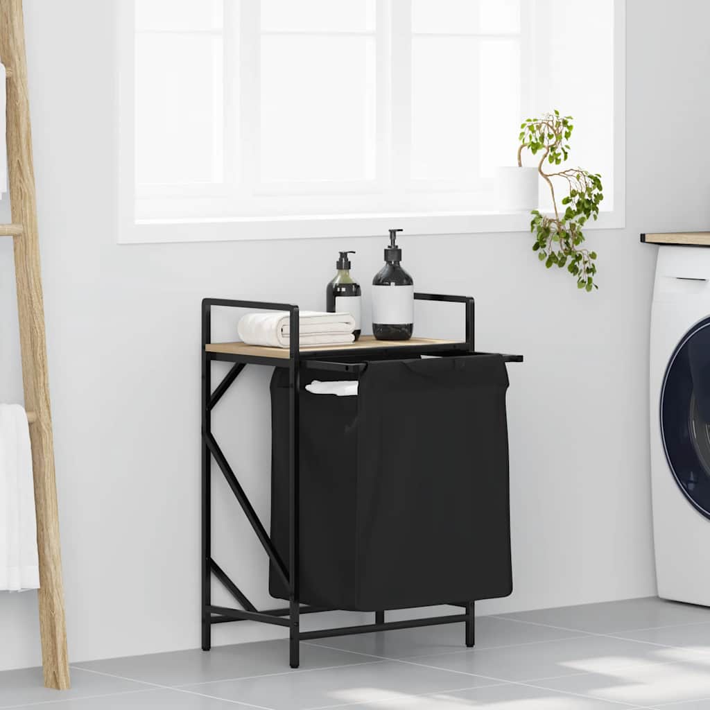 vidaXL Καλάθι Απλύτων με 1 Θήκη και Ράφι από Ξύλο Sonoma Δρυς