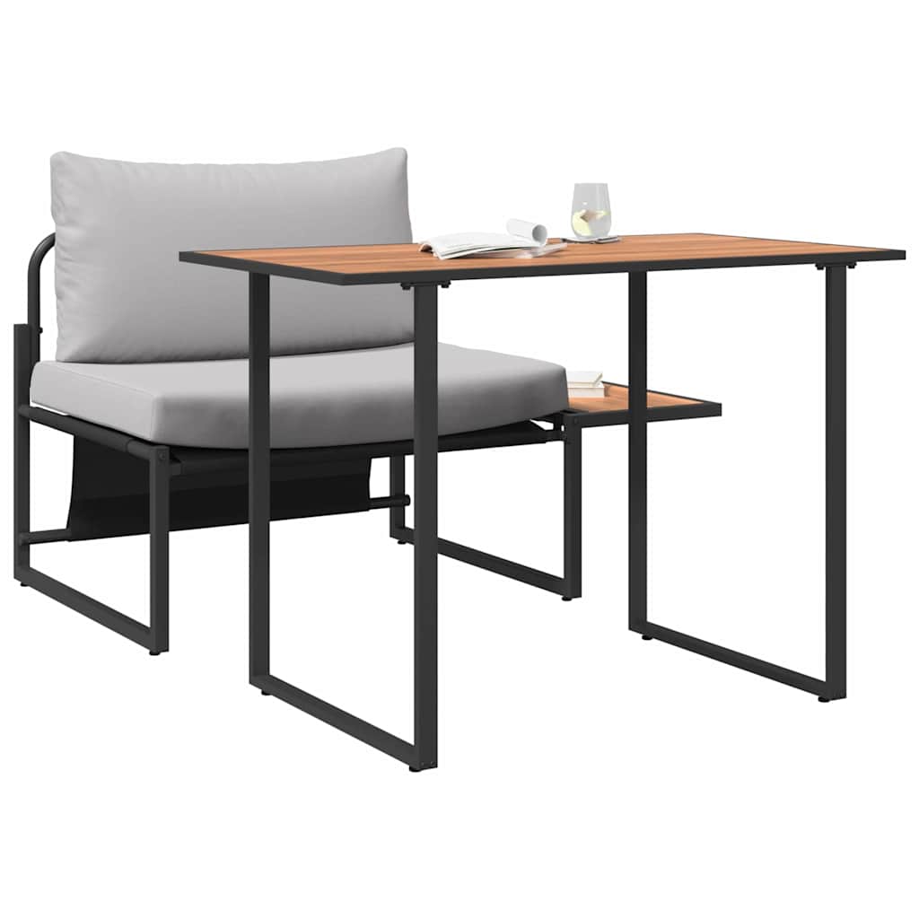 vidaXL Σετ φαγητού κήπου 2 τεμαχίων Καρέκλα ενός με ανοιχτό γκρι μαξιλάρια