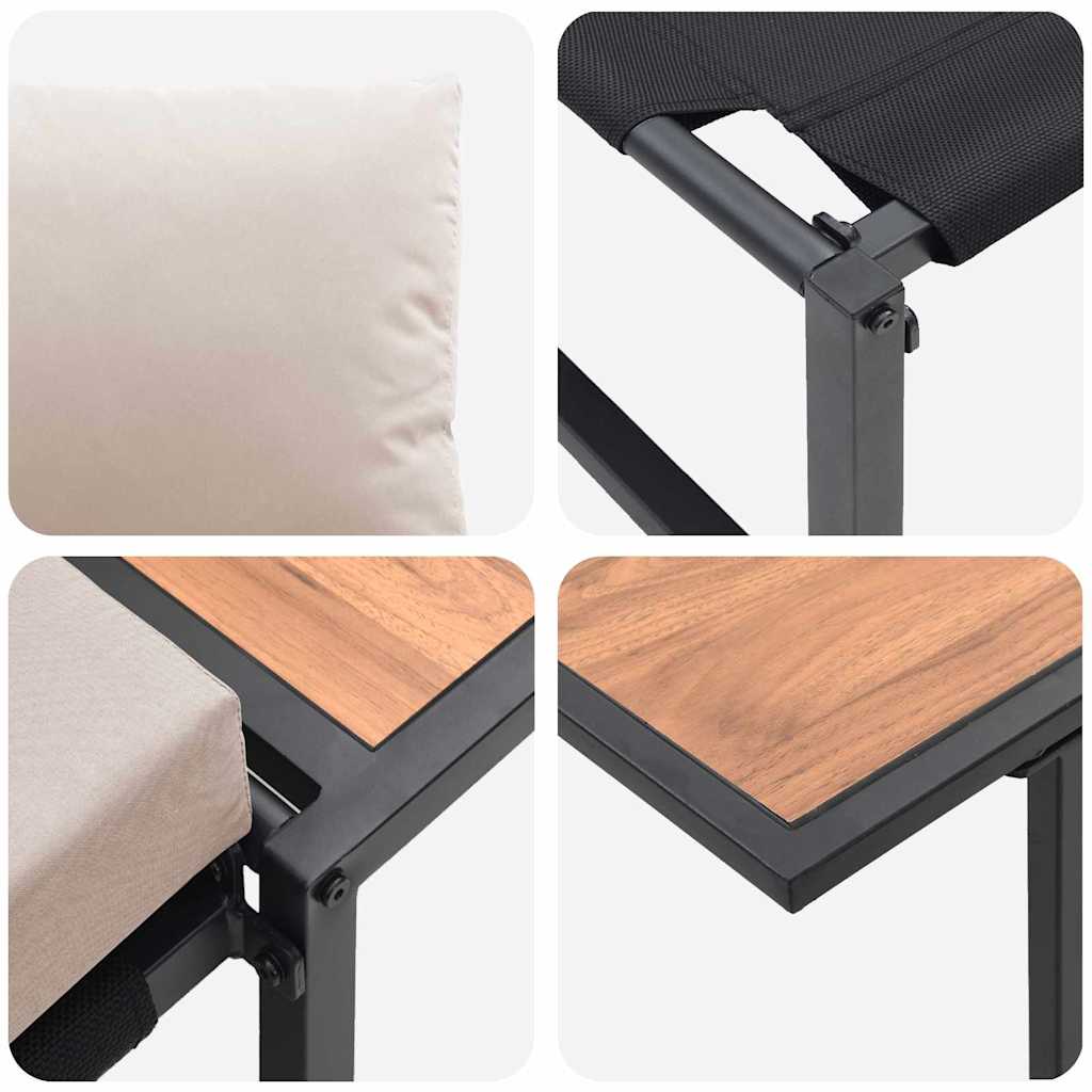 vidaXL Σέτ φαγητού για κήπο 2 pcs Taupe Ατσάλι