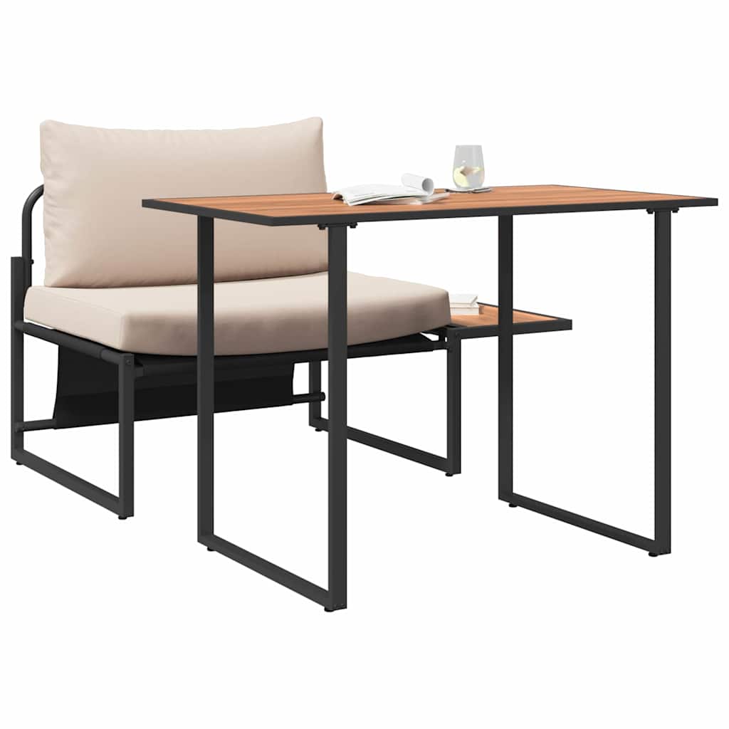 vidaXL Σέτ φαγητού για κήπο 2 pcs Taupe Ατσάλι