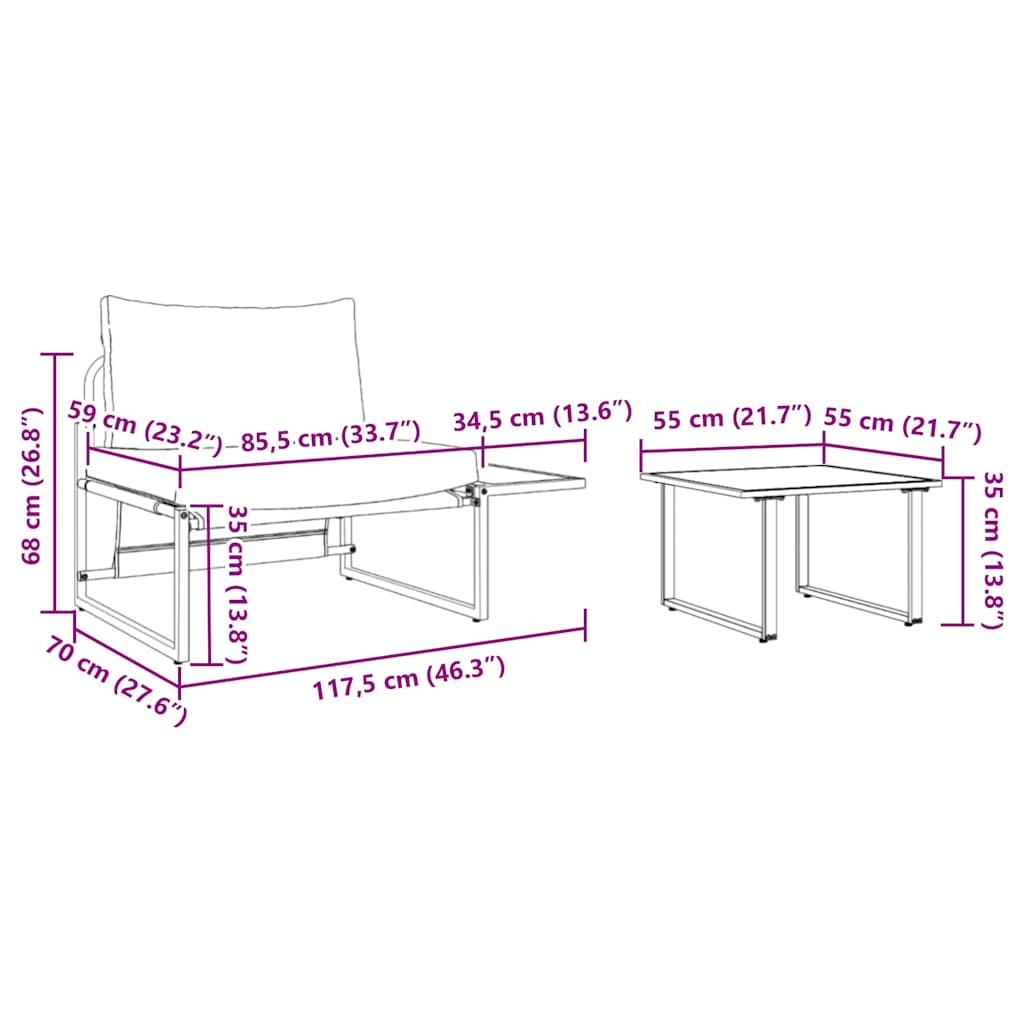 vidaXL Σετ Καναπέ Κήπου 2 pcs Ανοιχτό γκρι Ατσάλι