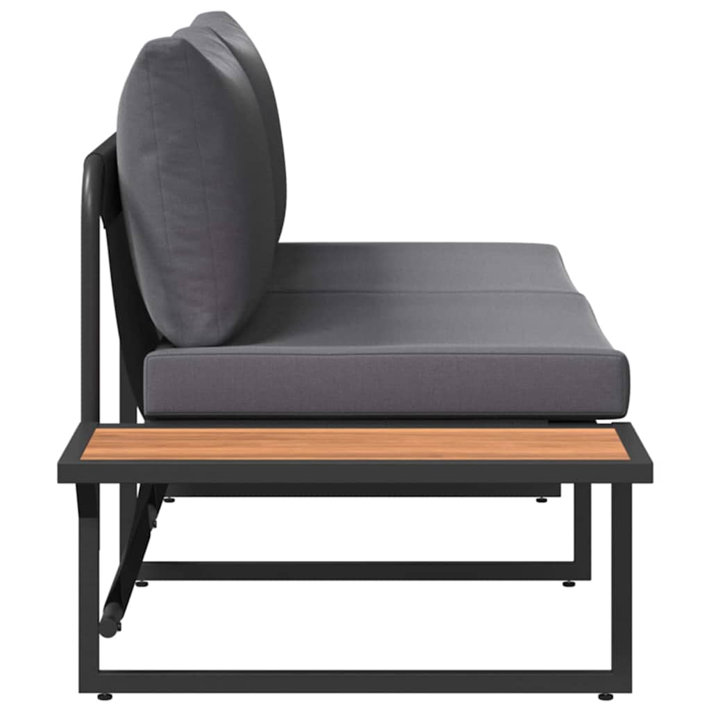 vidaXL Καναπές Κήπου με μαξιλάρι Καφέ 200.5 x 70 x 85.5εκ Μέταλλο