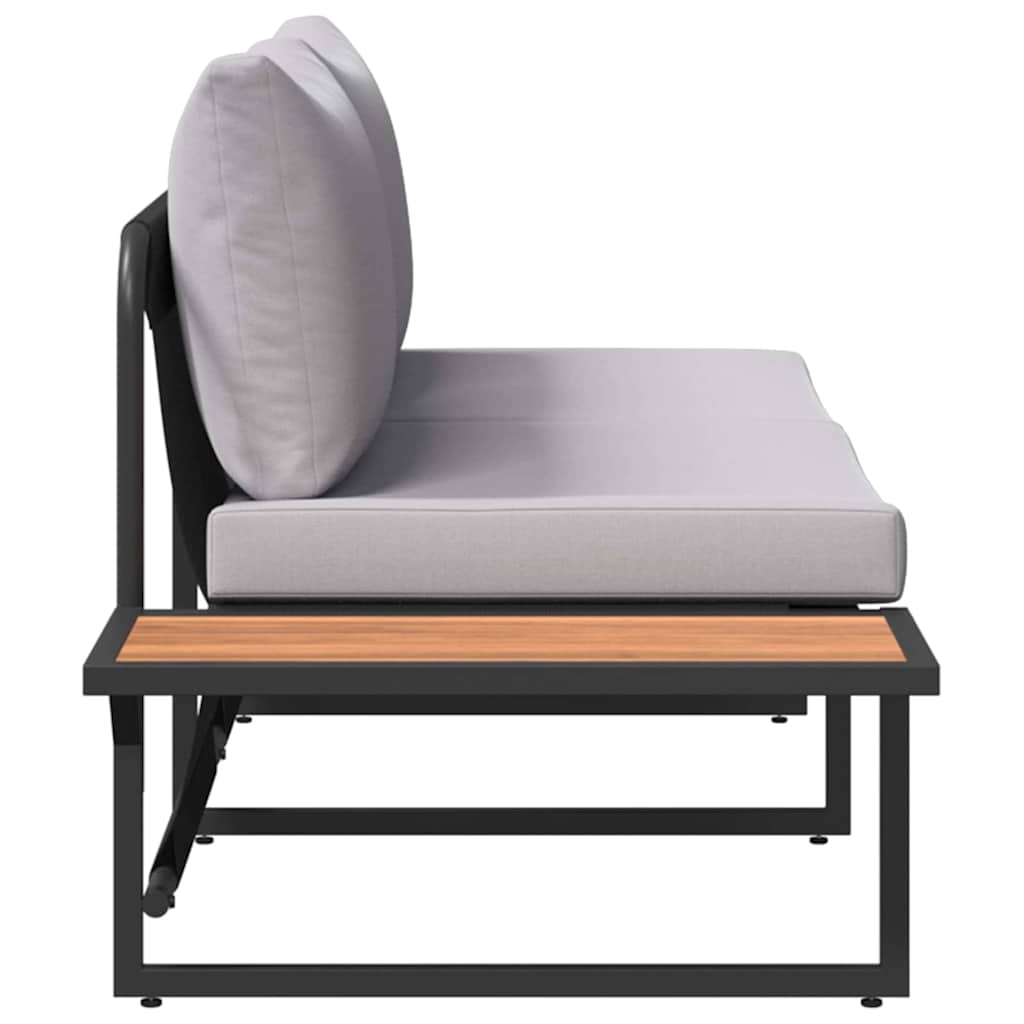 vidaXL Καναπές Κήπου με μαξιλάρι Καφέ 200.5 x 70 x 85.5εκ Μέταλλο