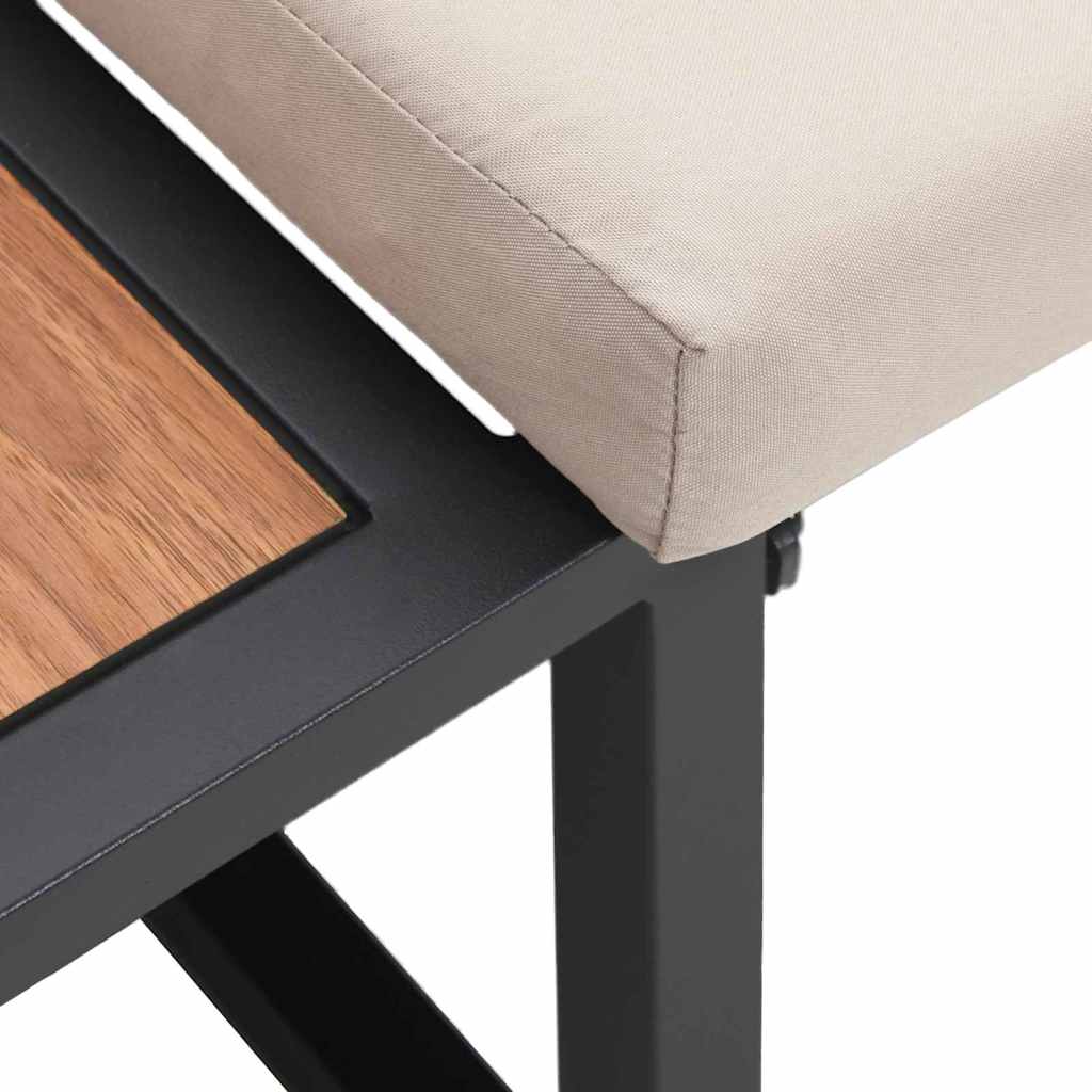 vidaXL Καναπές Κήπου με μαξιλάρι Καφέ 200.5 x 70 x 85.5εκ Μέταλλο