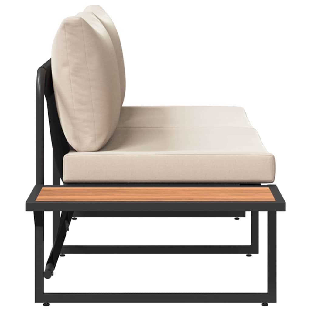 vidaXL Καναπές Κήπου με μαξιλάρι Καφέ 200.5 x 70 x 85.5εκ Μέταλλο