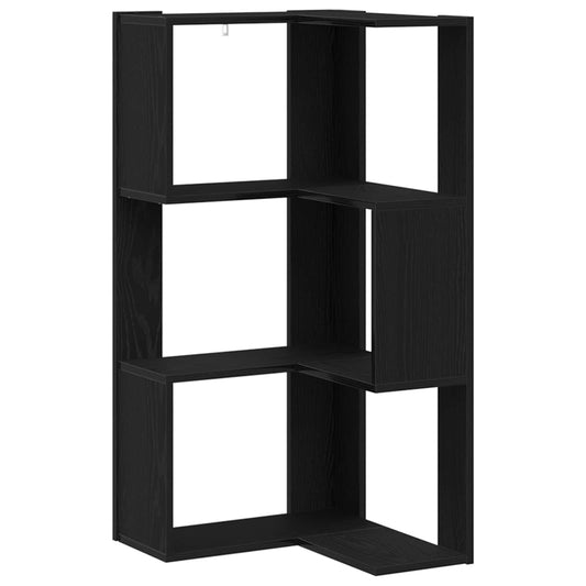 vidaXL Γωνιακή Βιβλιοθήκη Μαύρη δρυς 50 x 50 x 102 εκ