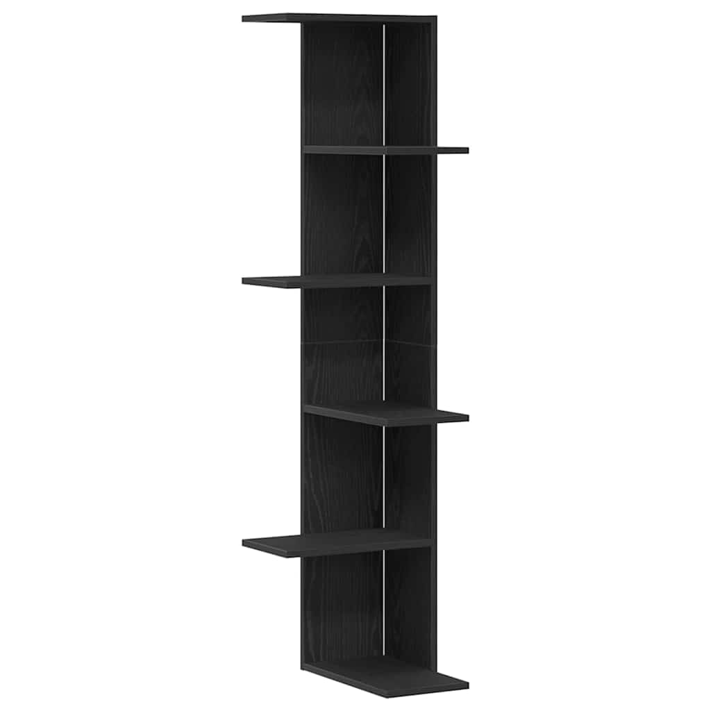 vidaXL Ράφι Γωνίας Τοίχου με ράφι Μαύρη Οξυά 36.5 x 36.5 x 140 εκ
