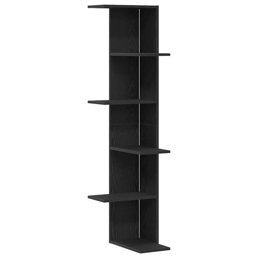 vidaXL Ράφι Γωνίας Τοίχου με ράφι Μαύρη Οξυά 36.5 x 36.5 x 140 εκ