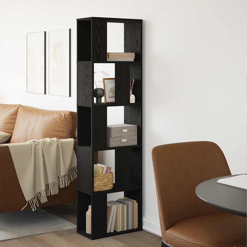 vidaXL Βιβλιοθήκη Μαύρη δρυς 45 x 23.5 x 162.5 εκ. Επεξεργασμένο ξύλο