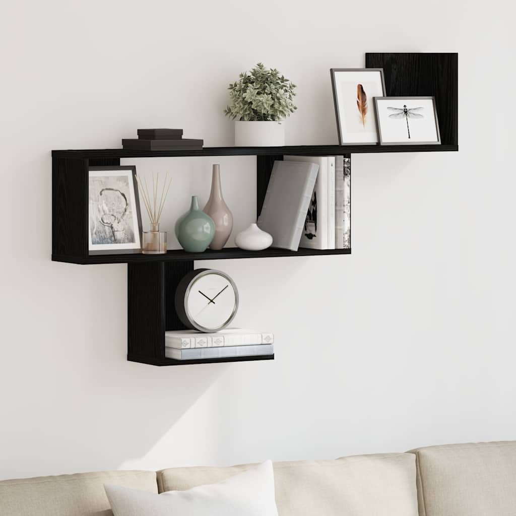 vidaXL Ράφι Τοίχου Μαύρη Δρυς 100x15x70 εκ. από Τεχνητό Ξύλο