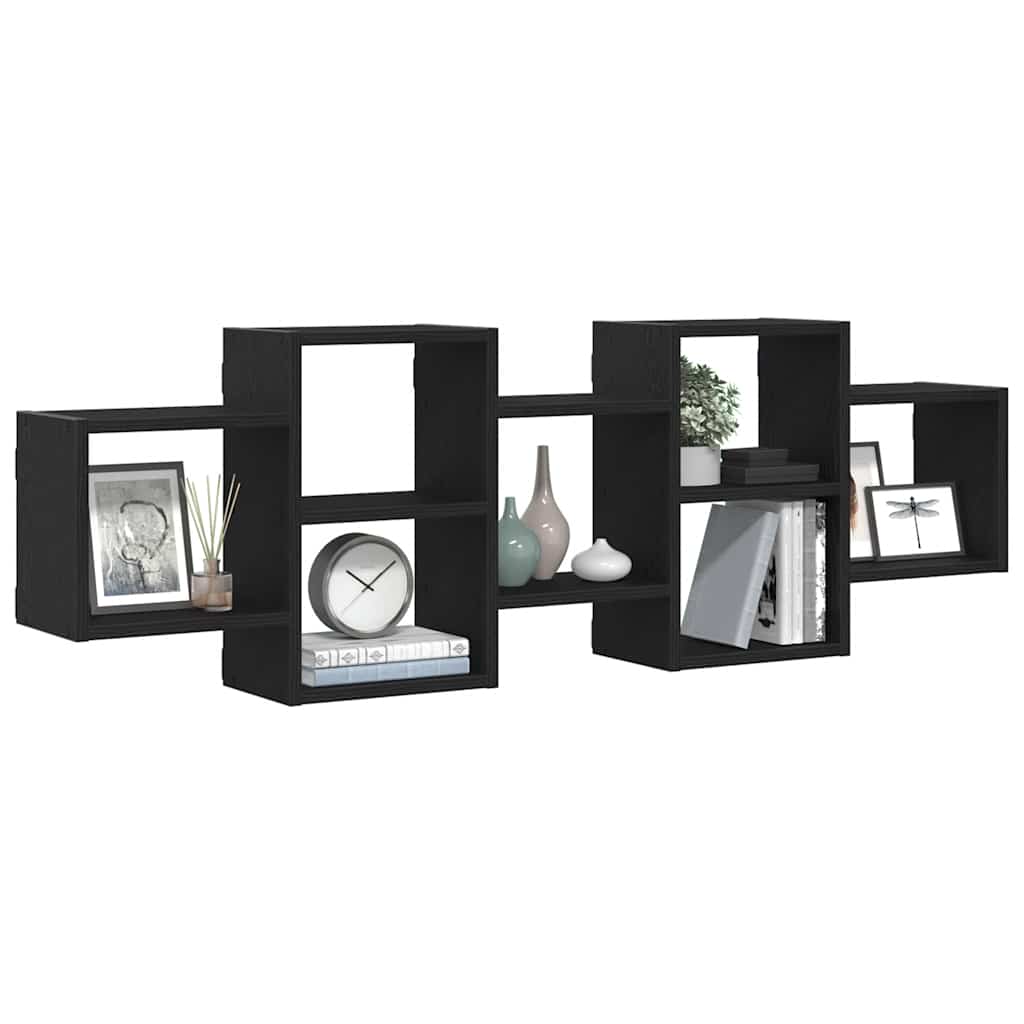 vidaXL Ράφι Τοίχου Μαύρη Δρυς 129 x 18 x 42 εκ. από Τεχνητό Ξύλο
