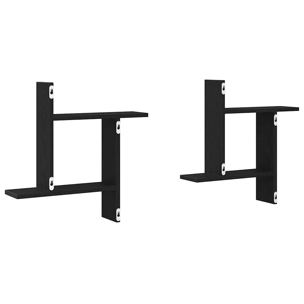 vidaXL Ράφια Τοίχου 2 τεμ. Μαύρη Δρυς 50x12x50 εκ. από Τεχνητό Ξύλο