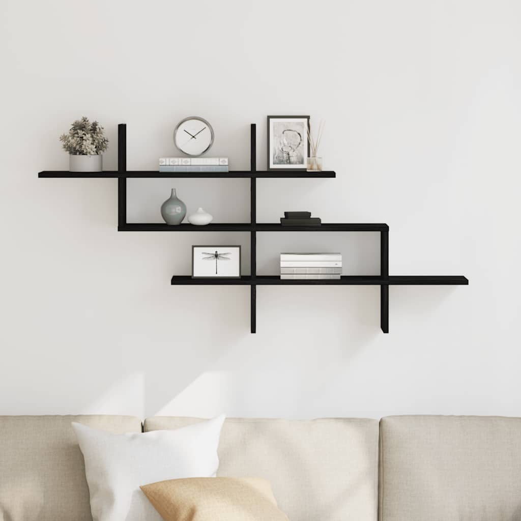 vidaXL Ράφι Τοίχου Μαύρη Δρυς 124,5 x 18 x 60,5 εκ. από Τεχνητό Ξύλο