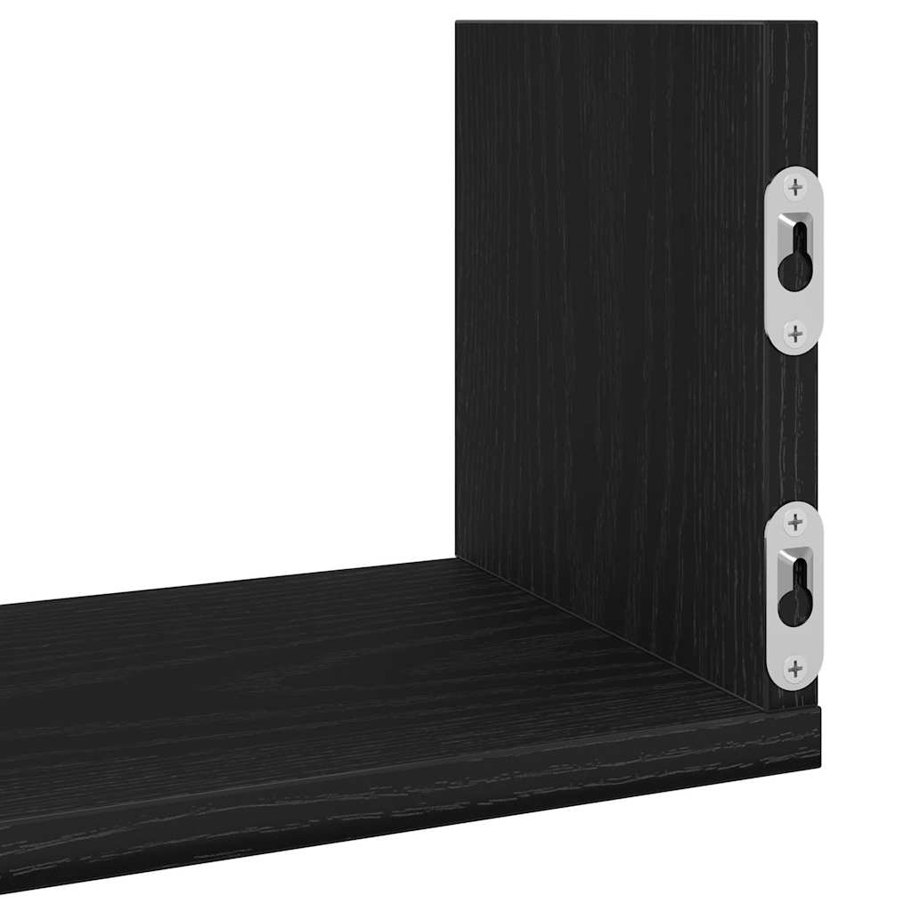 vidaXL Ράφια Τοίχου 3 τεμ. Μαύρη Δρυς 80x18x18 εκ. από Τεχνητό Ξύλο