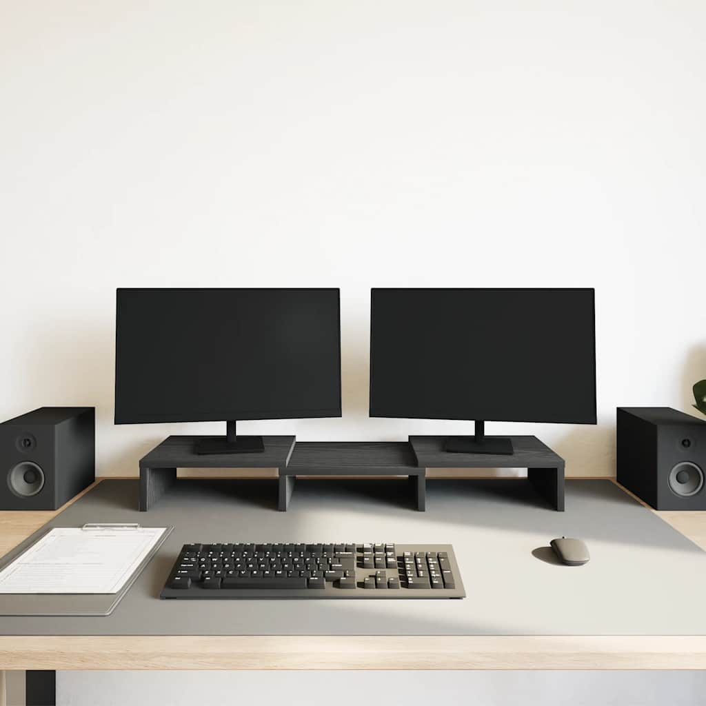 vidaXL Βάση Οθόνης Ρυθμιζόμενη Μαύρη Δρυς 60x24x10,5 εκ. από Τεχνητό Ξύλο