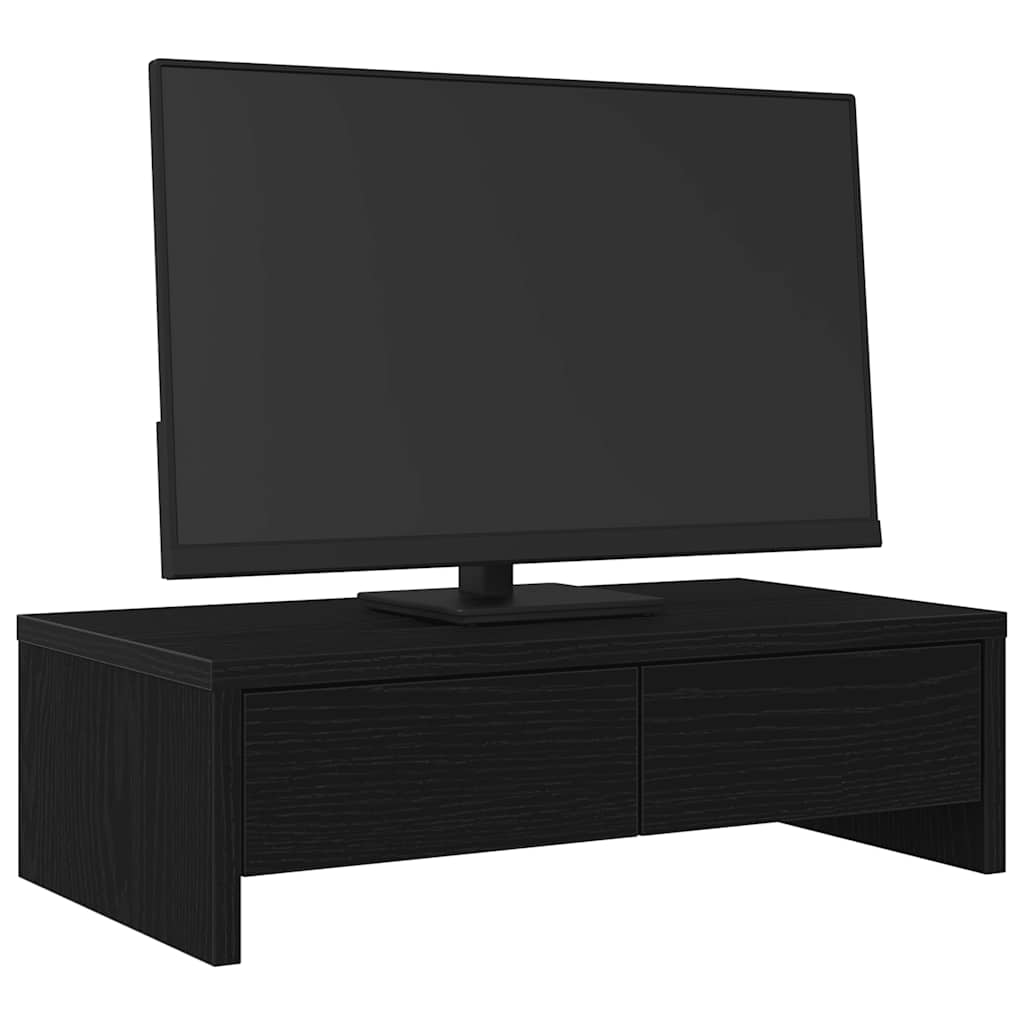 vidaXL Βάση Οθόνης με Συρτάρια Μαύρη Δρυς 50x27x15 εκ. από Τεχνητό Ξύλο