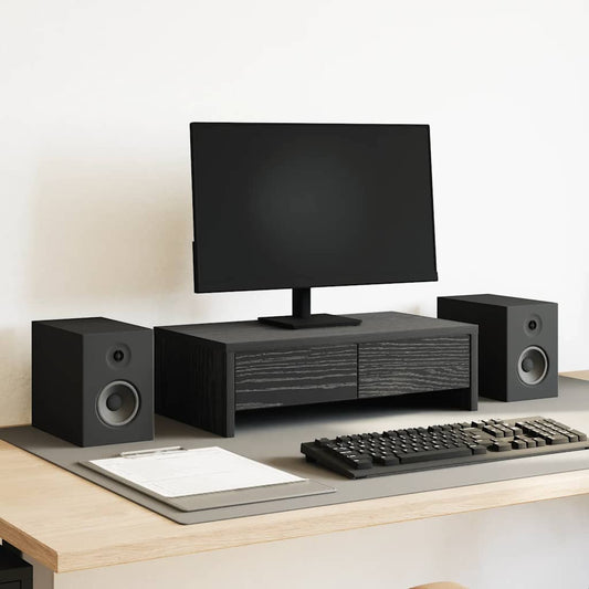 vidaXL Βάση Οθόνης με Συρτάρια Μαύρη Δρυς 50x27x15 εκ. από Τεχνητό Ξύλο