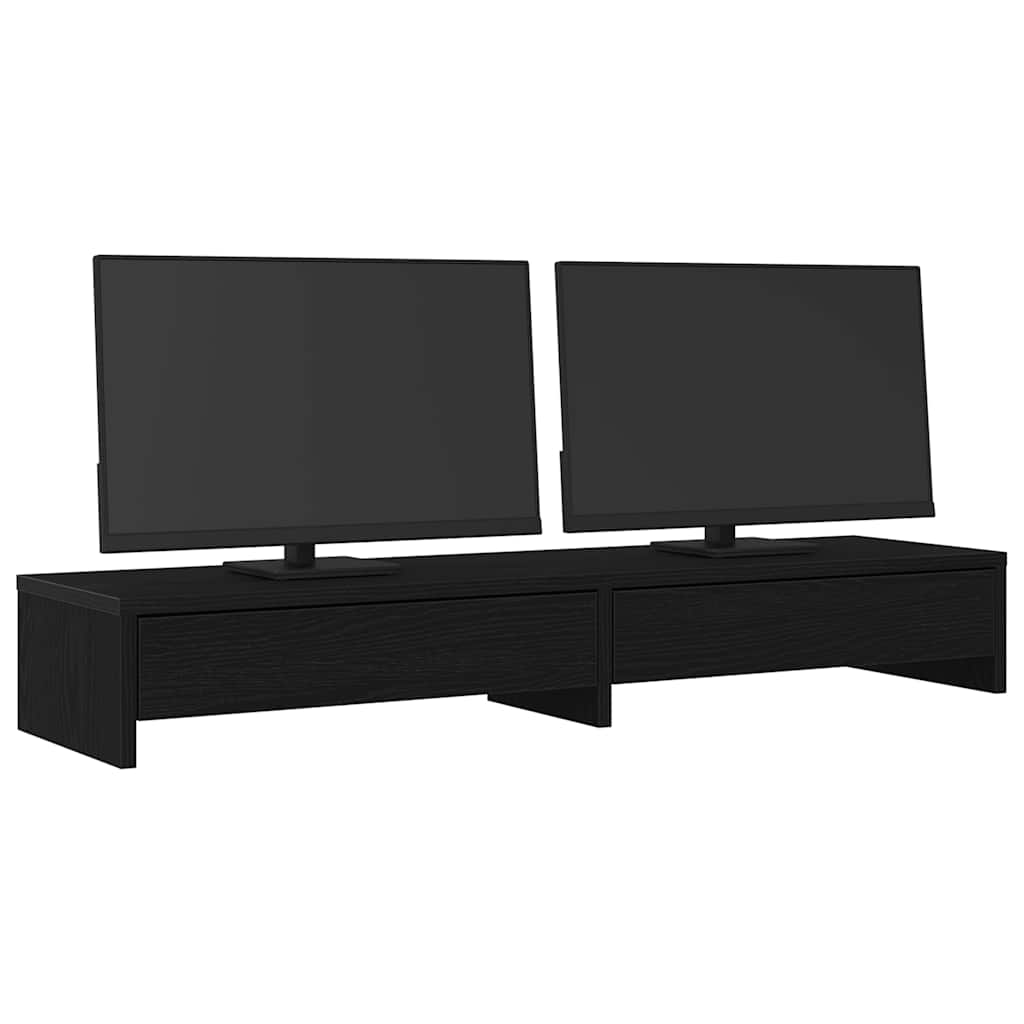 vidaXL Βάση Οθόνης με Συρτάρια Μαύρη Δρυς 100x27x15 εκ. από Τεχνητό Ξύλο