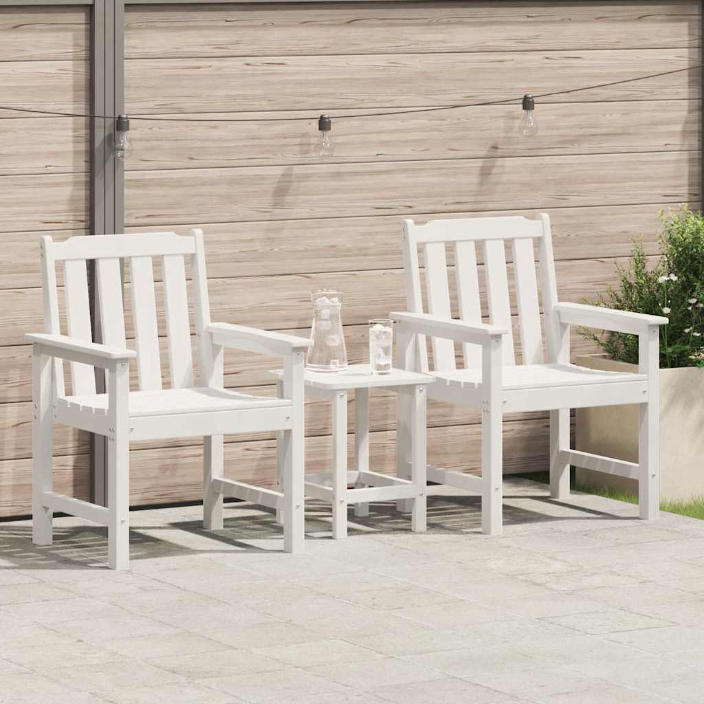 vidaXL Καρέκλα φαγητού κήπου 2 pcs Λευκό 65,5 x 59 x 88 εκ HDPE