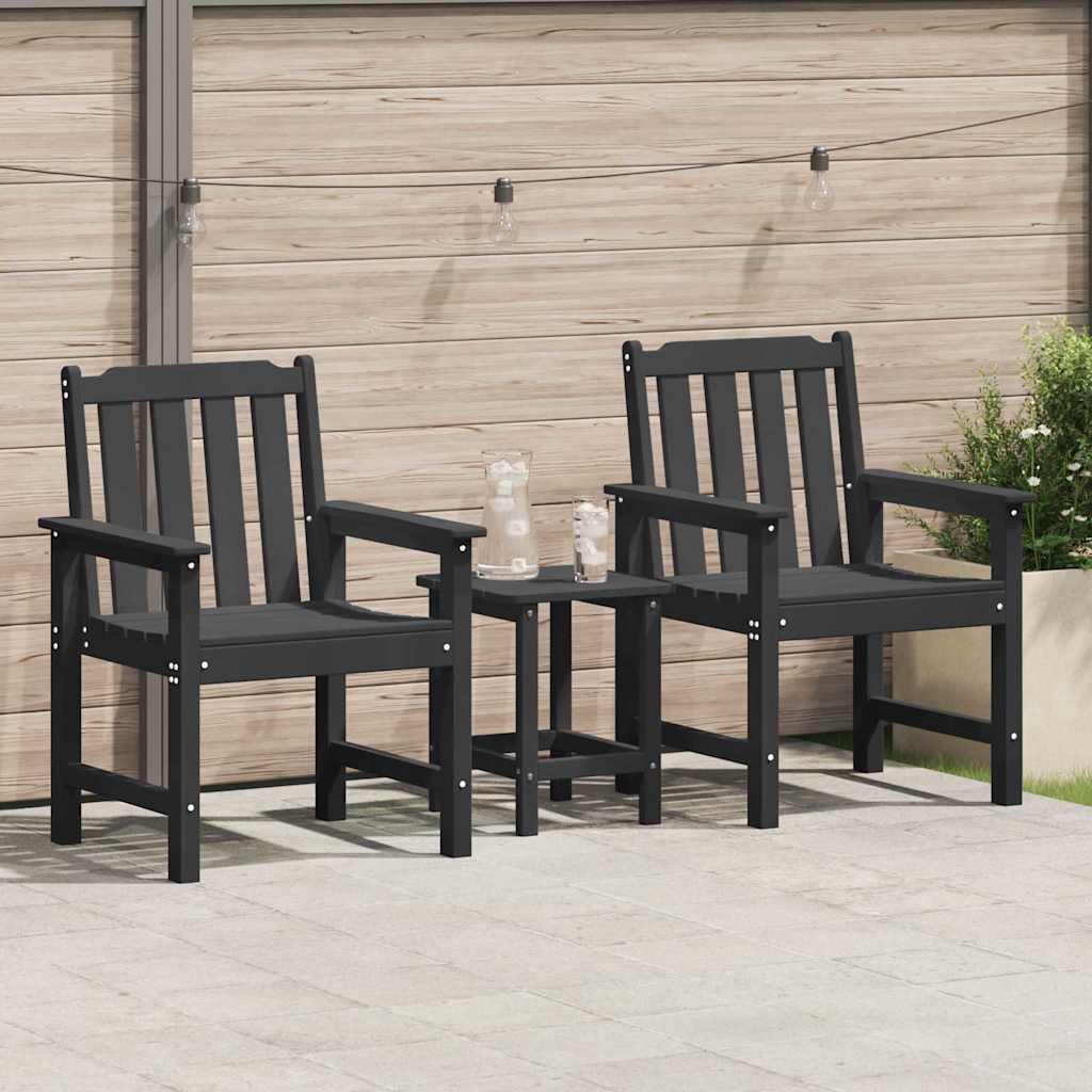 vidaXL Καρέκλα φαγητού κήπου 2 pcs Μαύρο 65,5 x 59 x 88 εκ HDPE