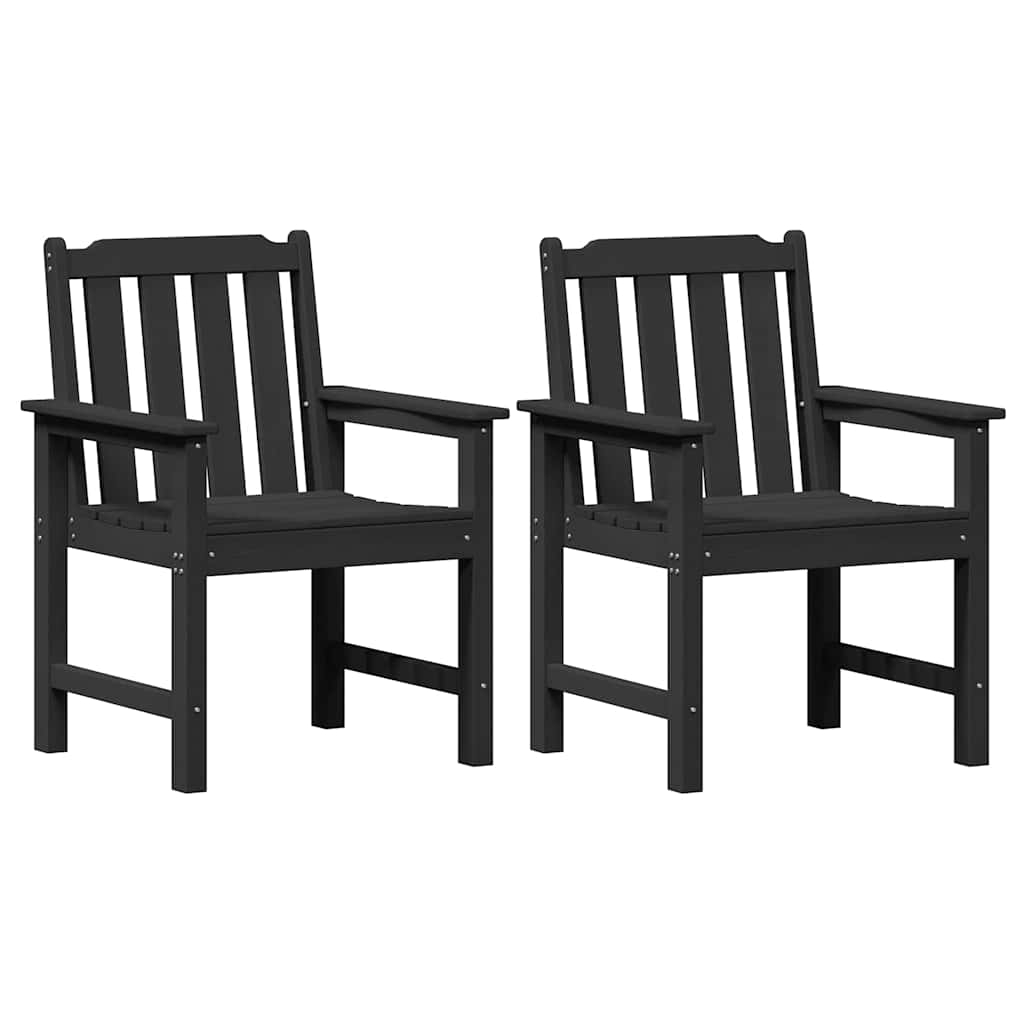 vidaXL Καρέκλα φαγητού κήπου 2 pcs Μαύρο 65,5 x 59 x 88 εκ HDPE