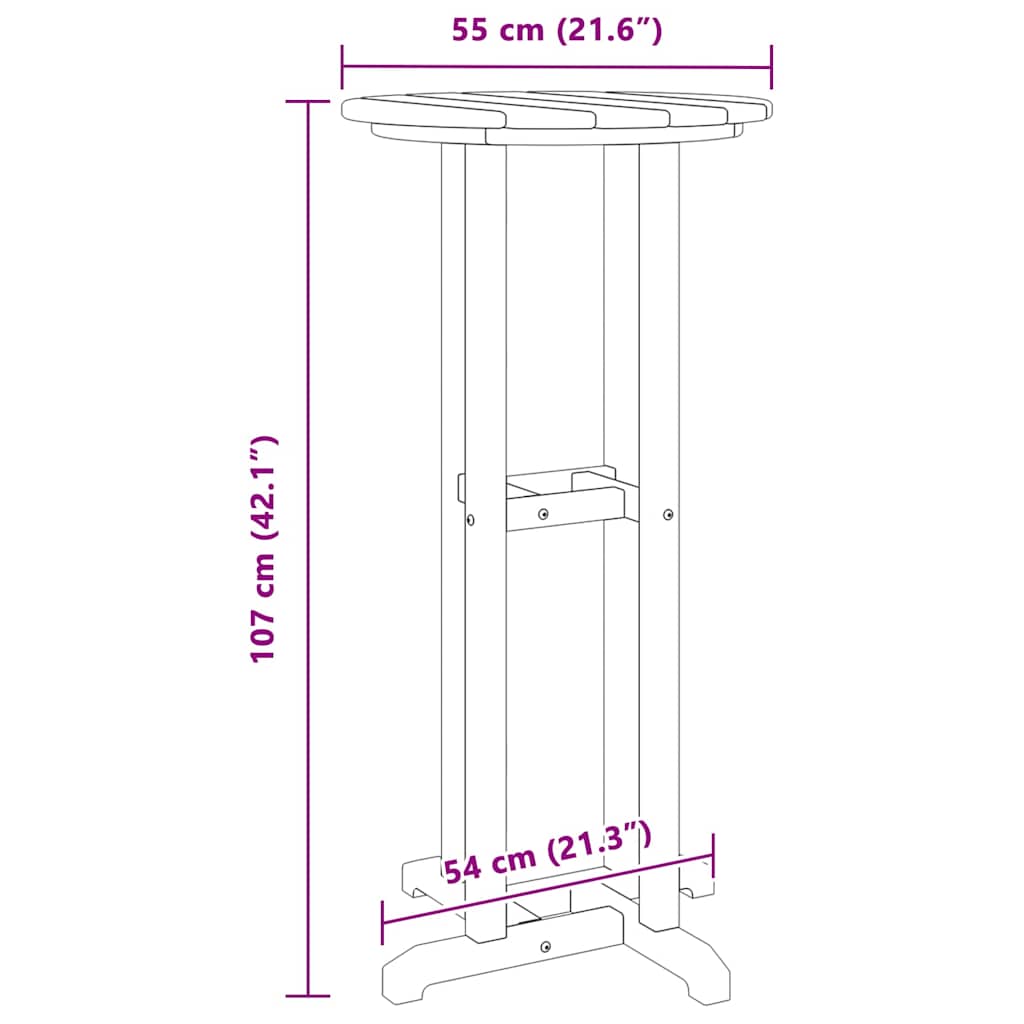 vidaXL Τραπέζι μπαρ Μαύρο 55 x 55 x 107 cm HDPE