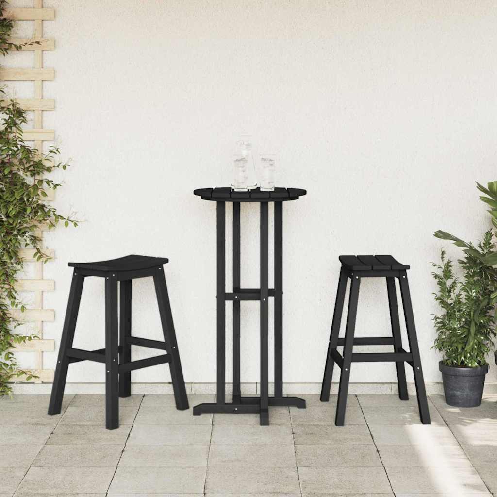 vidaXL Μπαρ σκαμπό 2 pcs Μαύρο 52 x 43 x 73,5 εκ HDPE