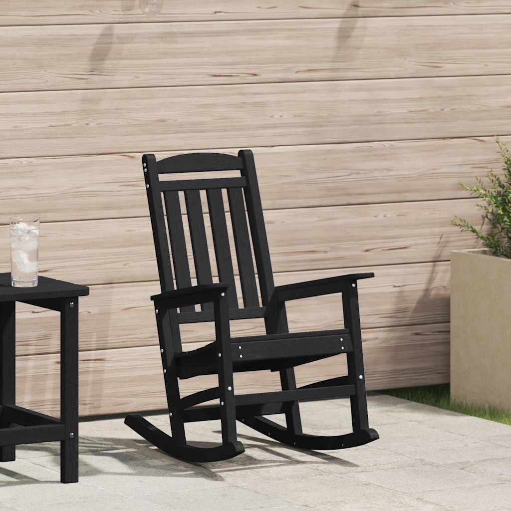 vidaXL Κουνιστή Καρέκλα Κήπου Μαύρο 92 x 70 x 108εκ HDPE