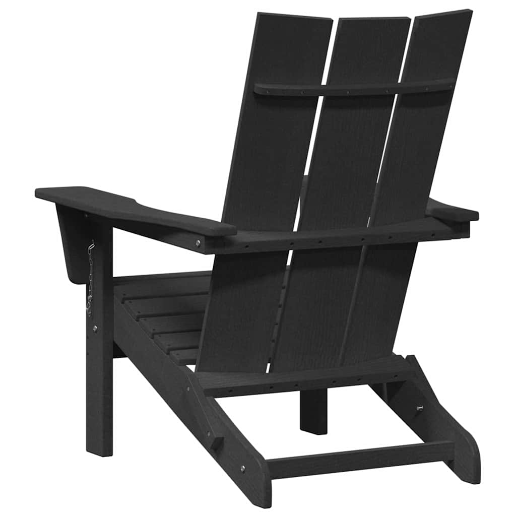vidaXL Πτυσσόμενη Καρέκλα Adirondack Μαύρο 80,5 x 74,5 x 92 εκ HDPE