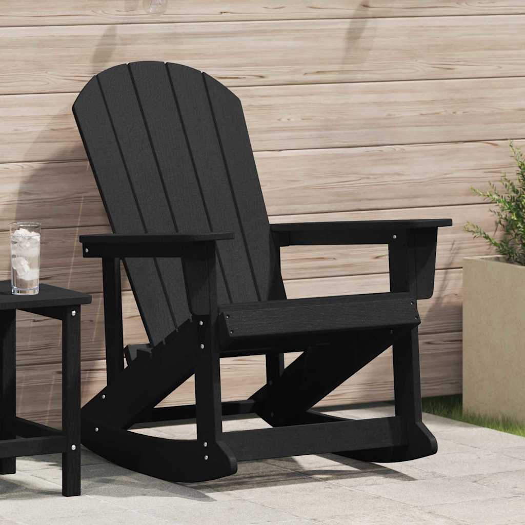 vidaXL Καθιστική Καρέκλα Ροκ Adirondack Μαύρο 92 x 73,5 x 92 εκ HDPE