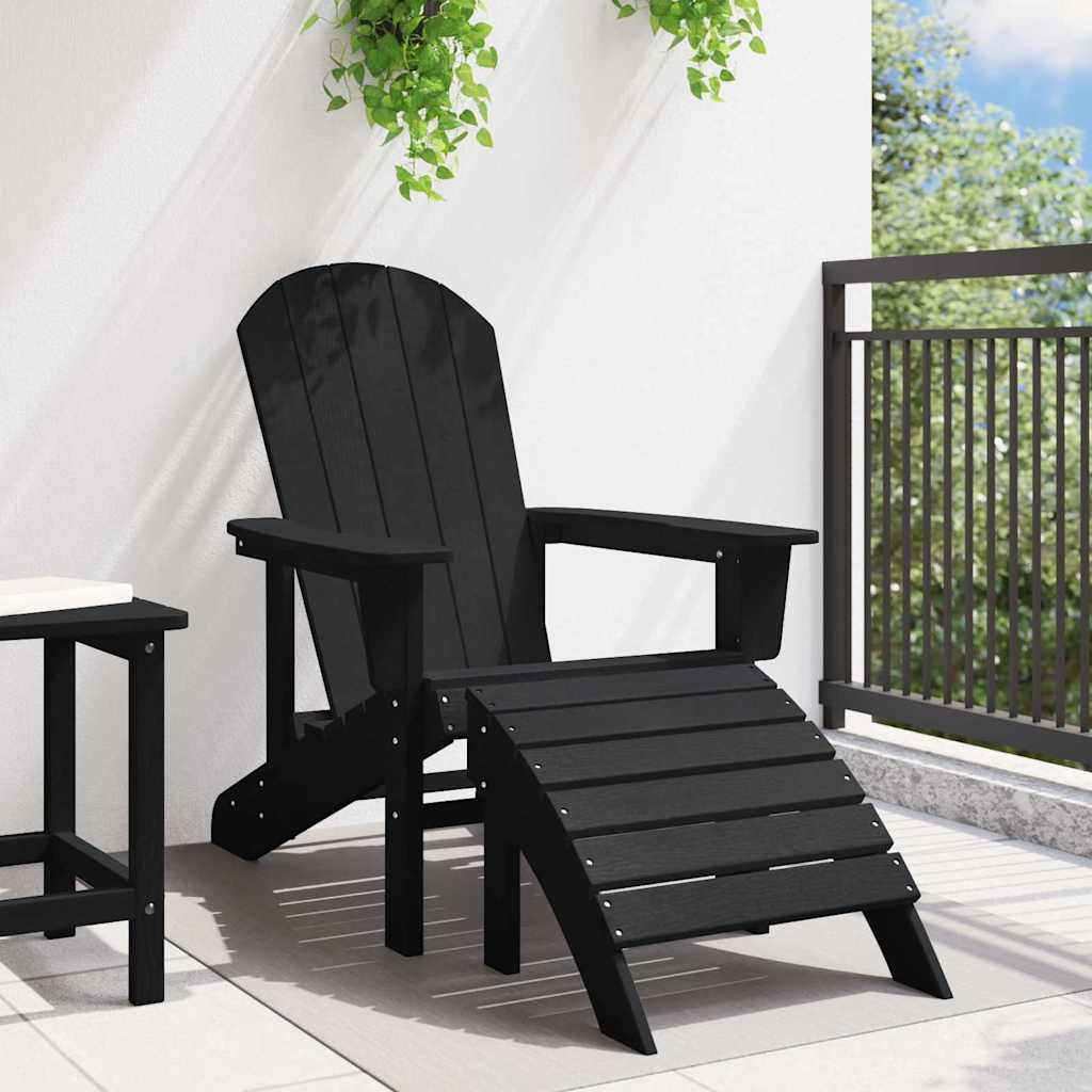 vidaXL Καρέκλα Adirondack Μαύρο 82 x 74 x 92 εκ. HDPE