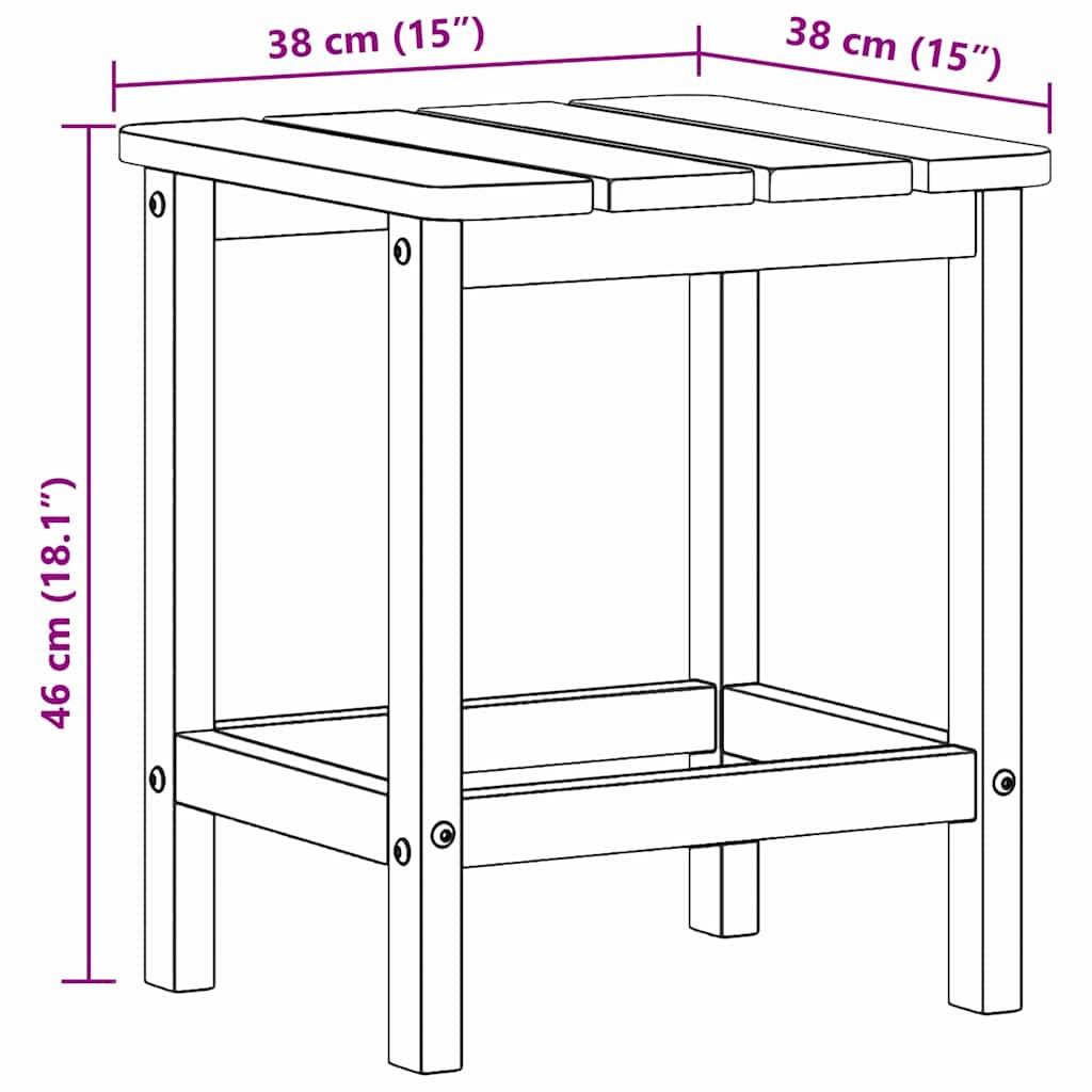 vidaXL Πλευρικό Τραπέζι Adirondack Μαύρο 38 x 38 x 46 εκ. HDPE