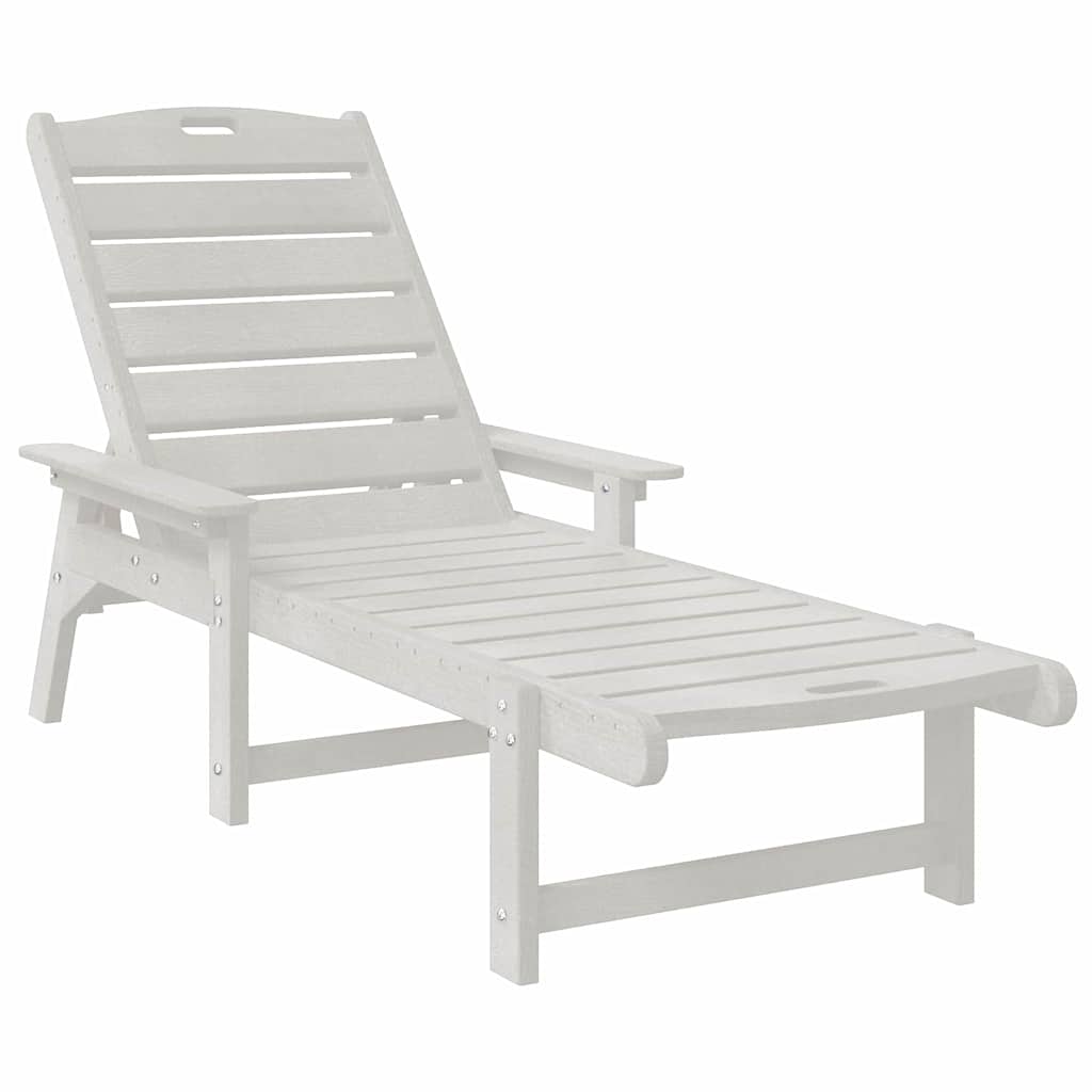vidaXL Ξαπλώστρα Λευκό 195,5 x 53 x 98,5 εκ HDPE